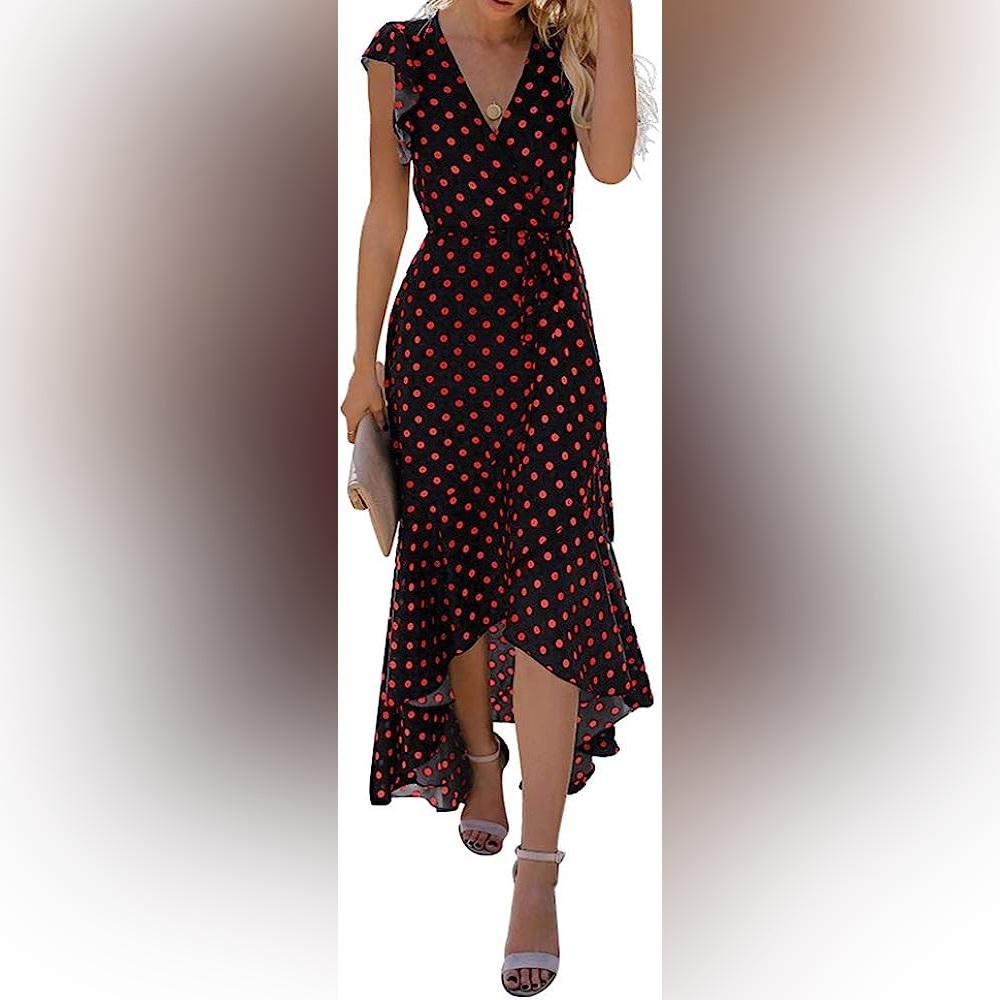 Amazon Black and Red Polka Dot Maxi Dress